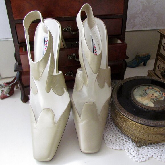 STEFANI NUDE SHOES, 8.5, SLING-BACK SEE-THRU ELEGANT MESH, 4" HEELS - Picture 8 of 12